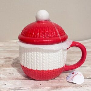 Target Bullseye Playground Christmas 2025 Knit Pom Pom Hat Mug W. Lid🎀